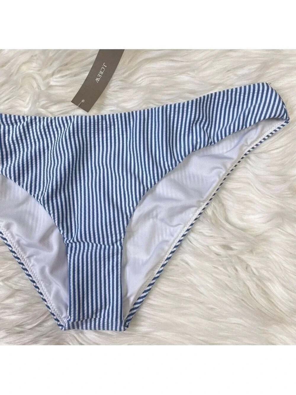 J Crew Blue White Striped Bikini Bottoms Large
